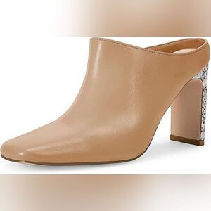 (63-1819) Coutgo Womens Square Toe Mules Slip On Snakeskin Sz 11